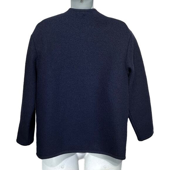 Geiger Collection Austria blue winter pine tree Wool cardigan Jacket size 38 - Picture 2 of 10